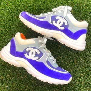 Sale! Chanel Low Top CC Purple Blue Sneakers
